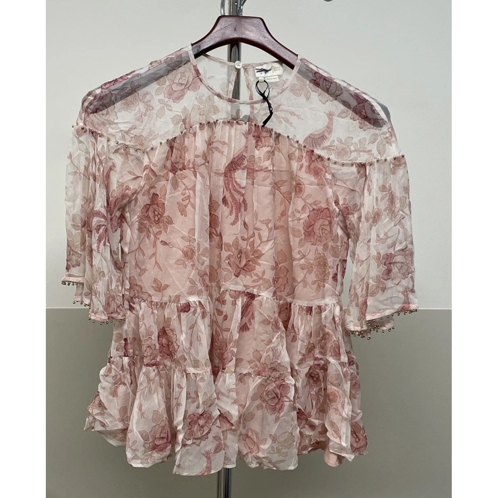 Kate Spade Madison Ave Chinoiserie Nari Tunic Blouse 100%‎ Silk Women's XXS NEW